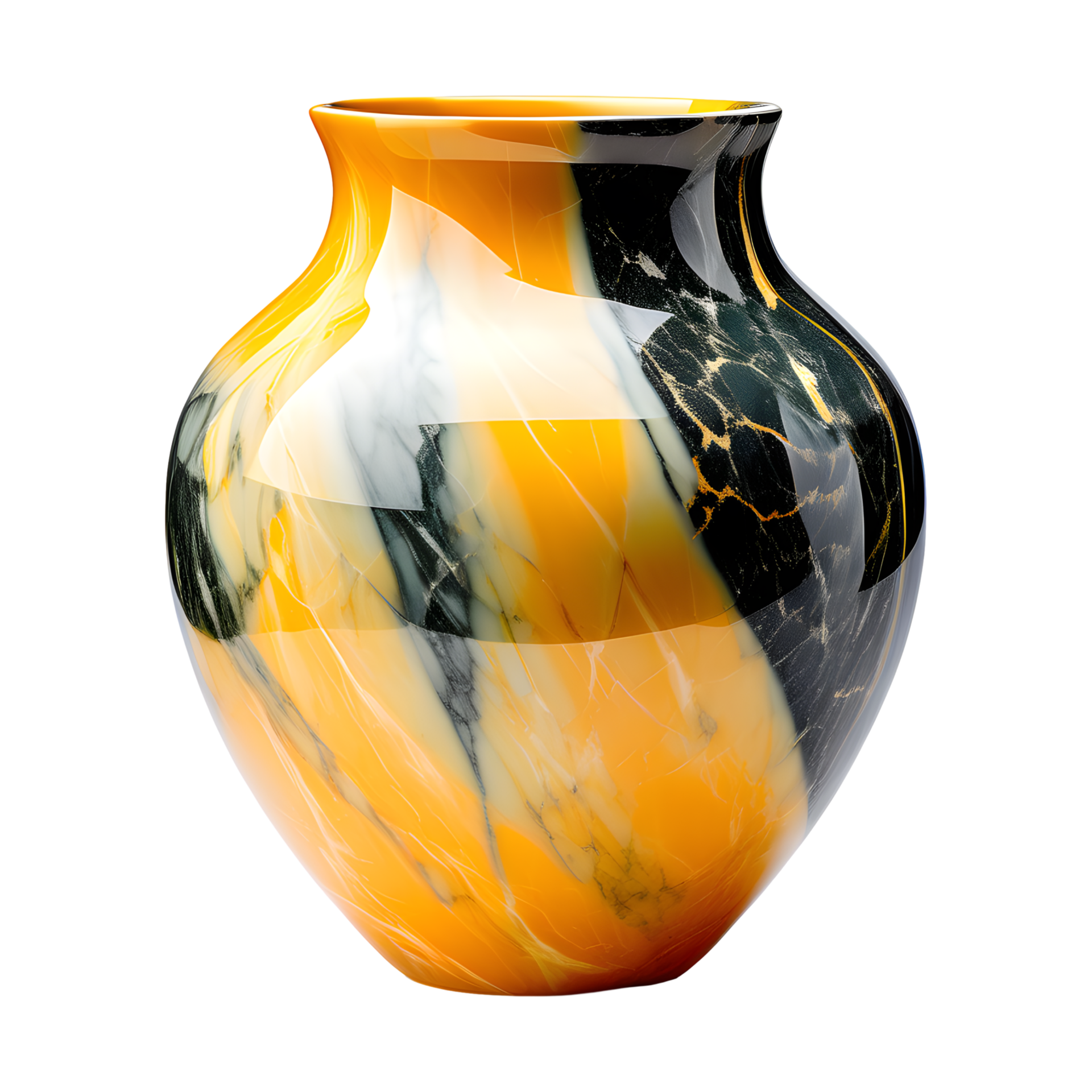 AI generated Glossy Marble Vase Isolated on Transparent Background