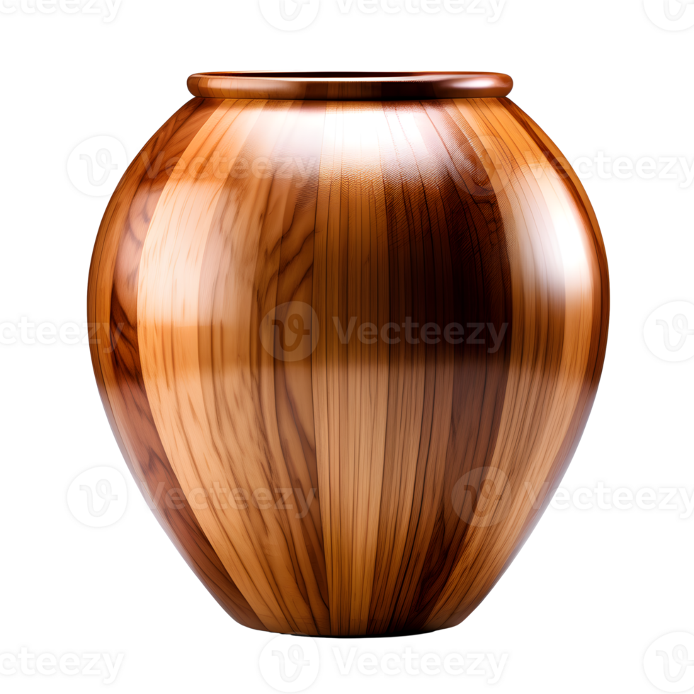 AI generated Wooden Vase Isolated on Transparent Background png