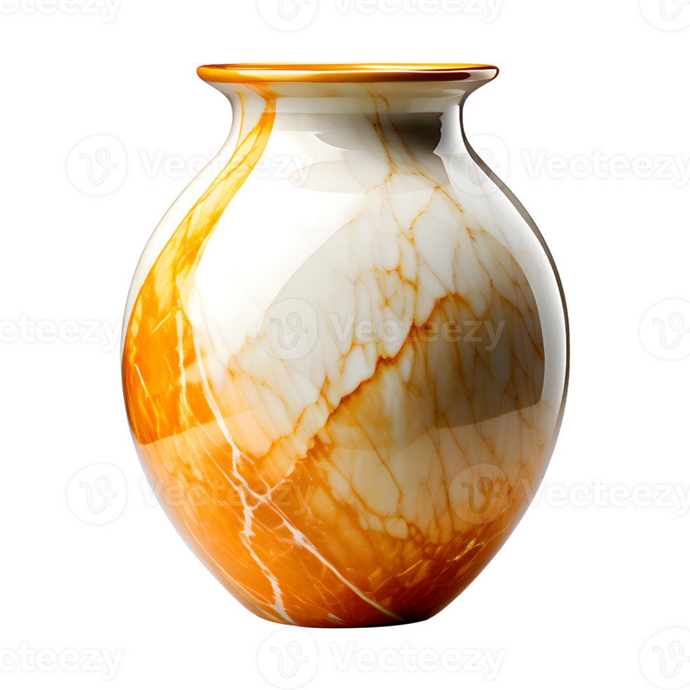 AI generated Glossy Marble Vase Isolated on Transparent Background png