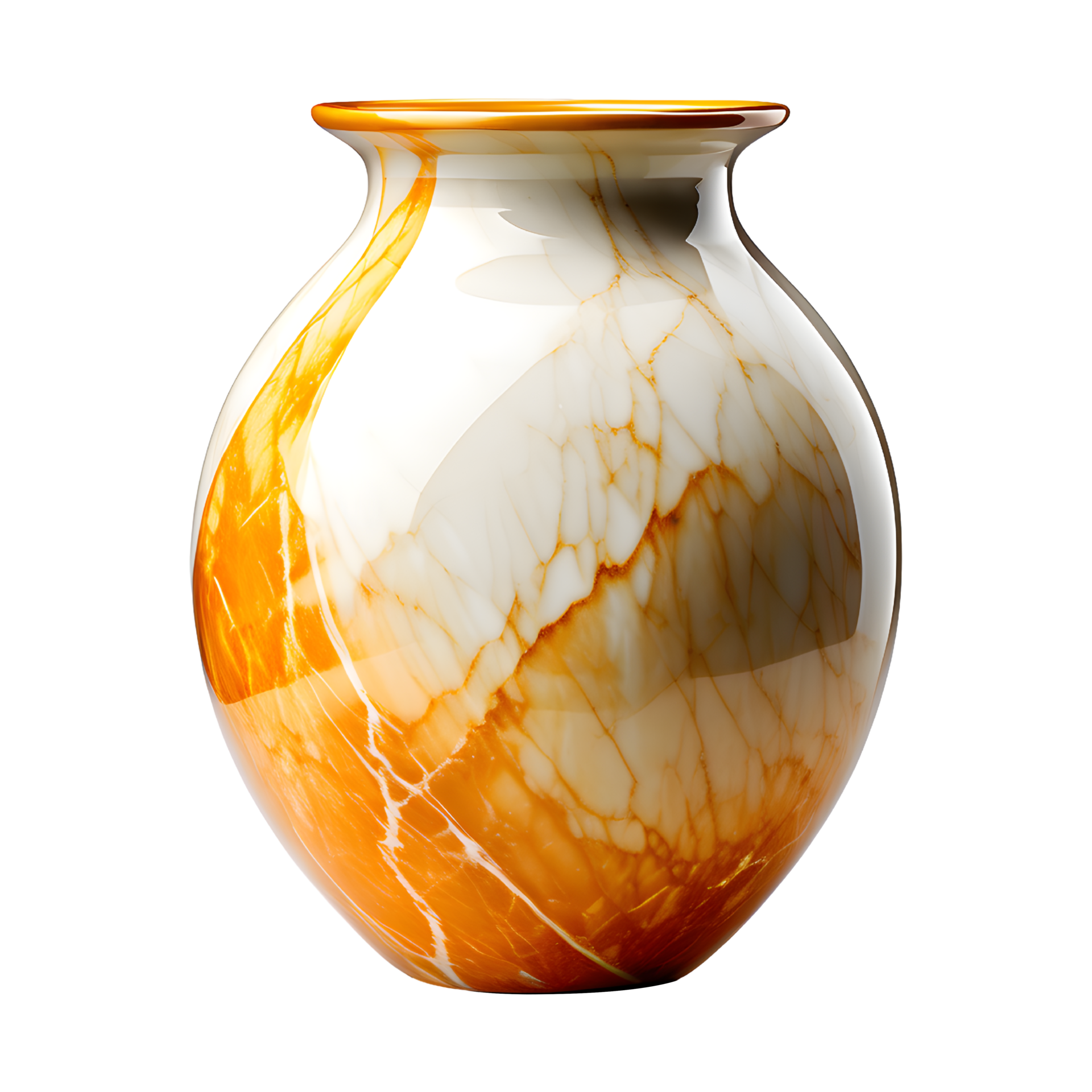 AI generated Glossy Marble Vase Isolated on Transparent Background