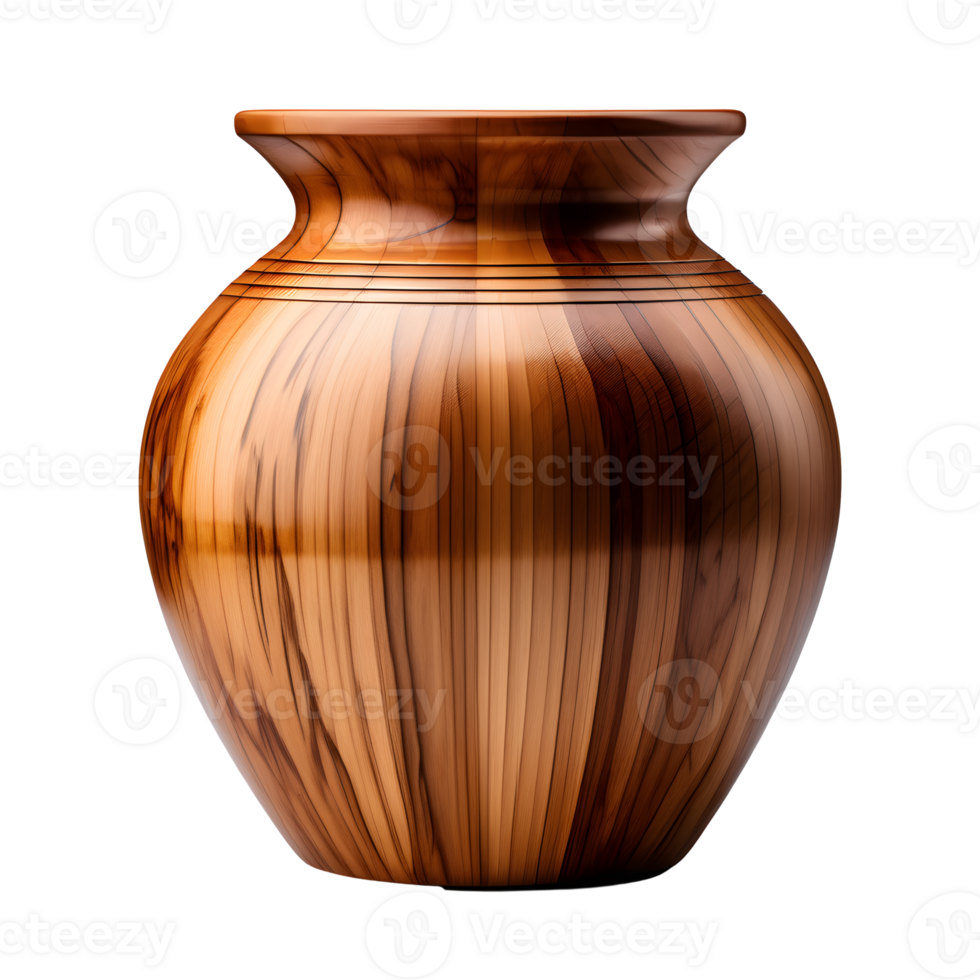AI generated Wooden Vase Isolated on Transparent Background png