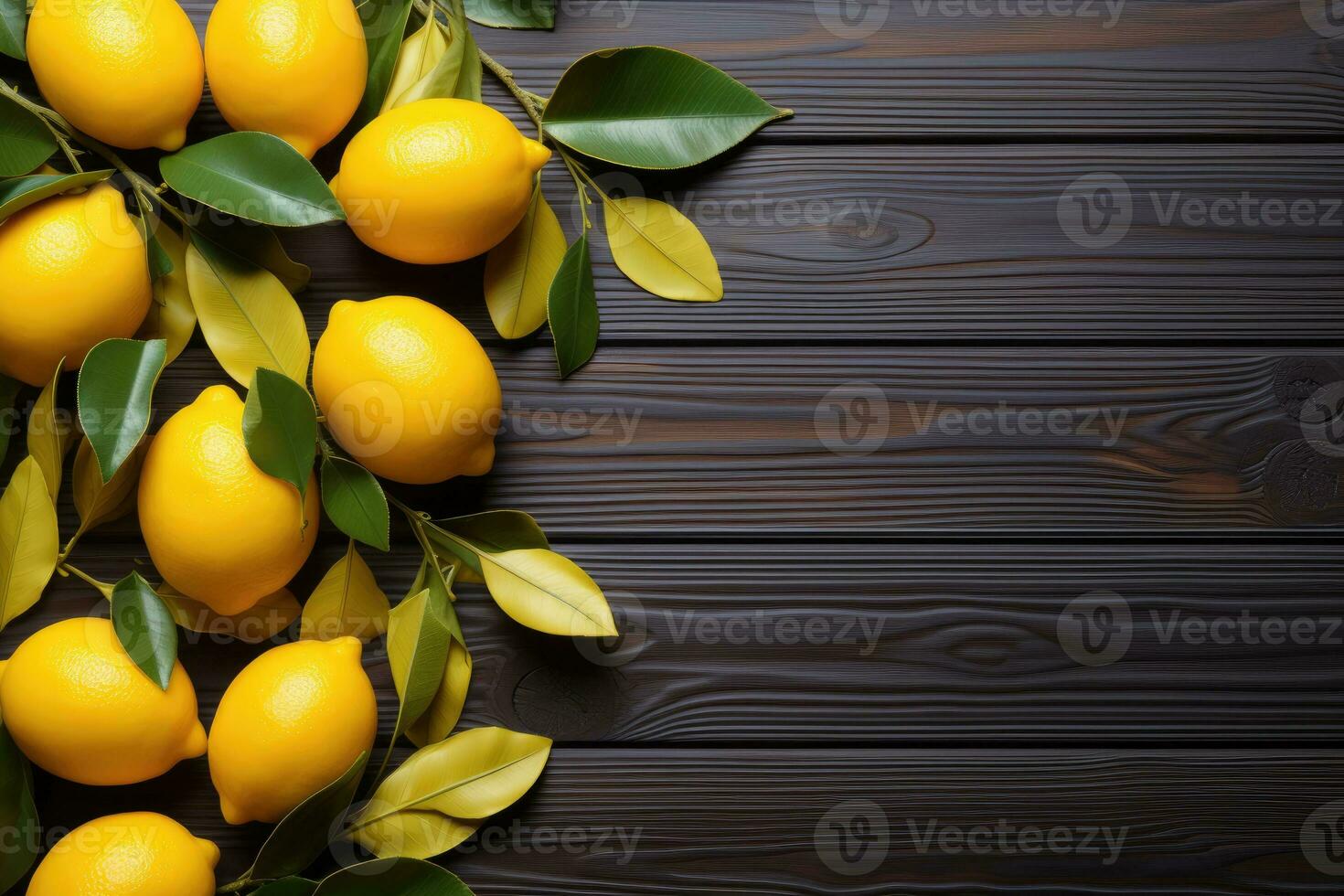 AI generated lemon fruit on isolated kitchen table background professional advertising photography photo