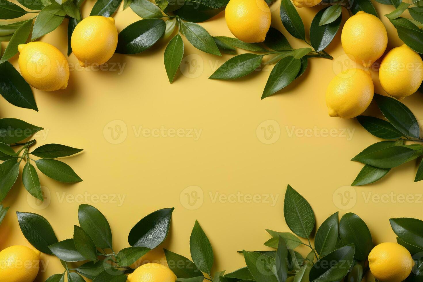 AI generated lemon fruit on isolated kitchen table background professional advertising photography photo
