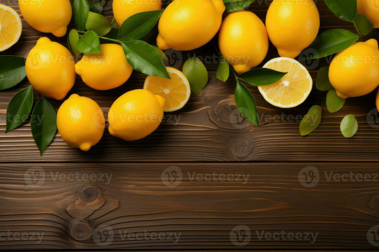 AI generated lemon fruit on isolated kitchen table background professional advertising photography photo