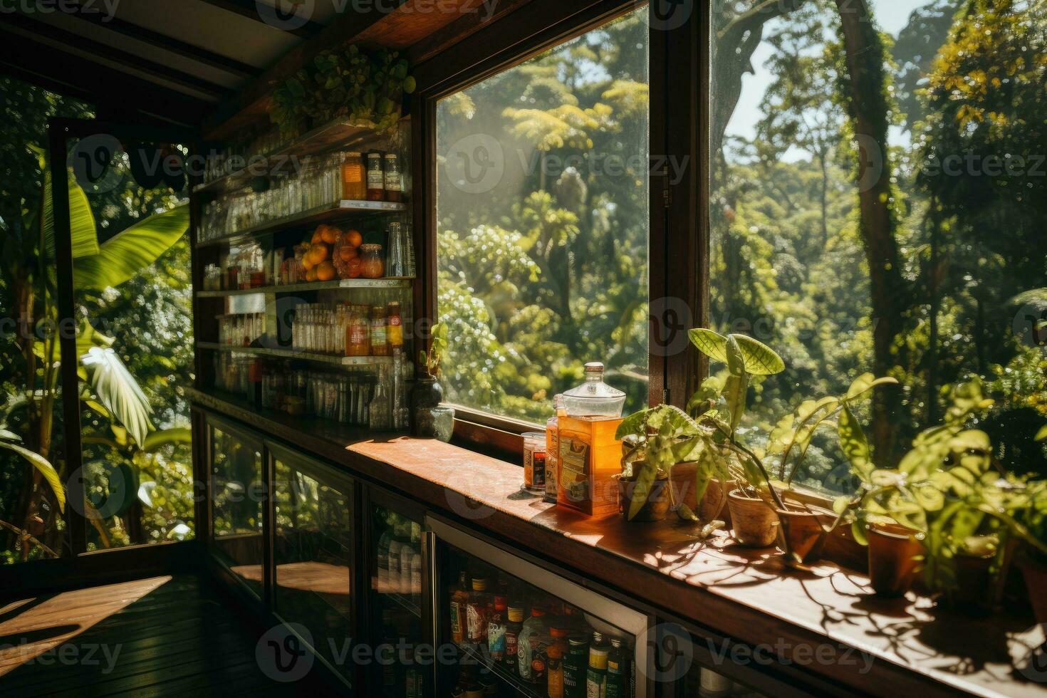 AI generated minimalist kitchen small pantry morning view professional advertising photography photo