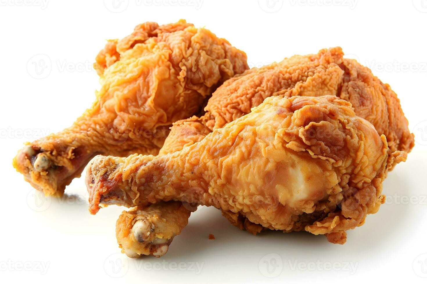 AI generated Crispy fried chicken drumsticks isolated on a white background photo