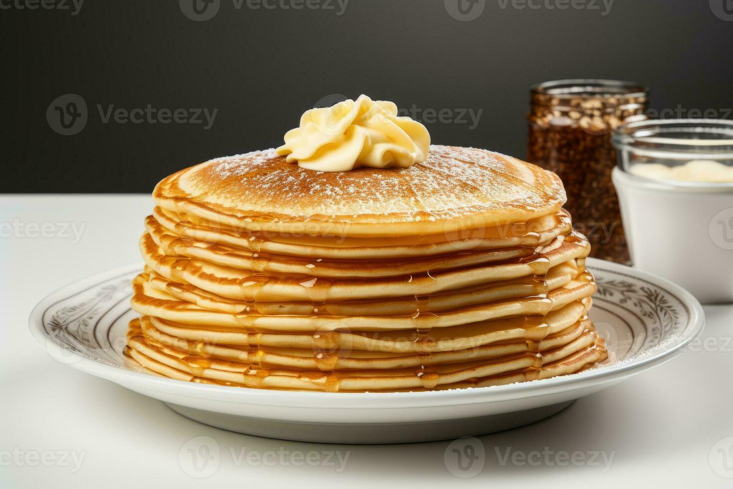 AI generated pancake isolated kitchen table professional advertising food photography photo