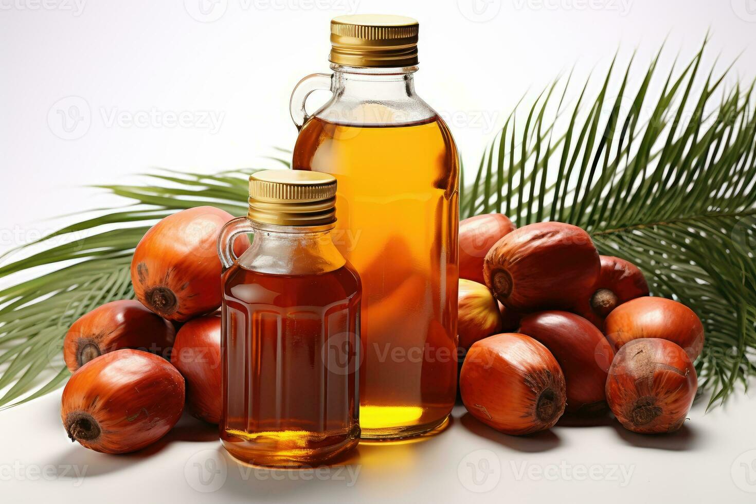 AI generated Palm oil extract with isolated kitchen table professional advertising food photography photo