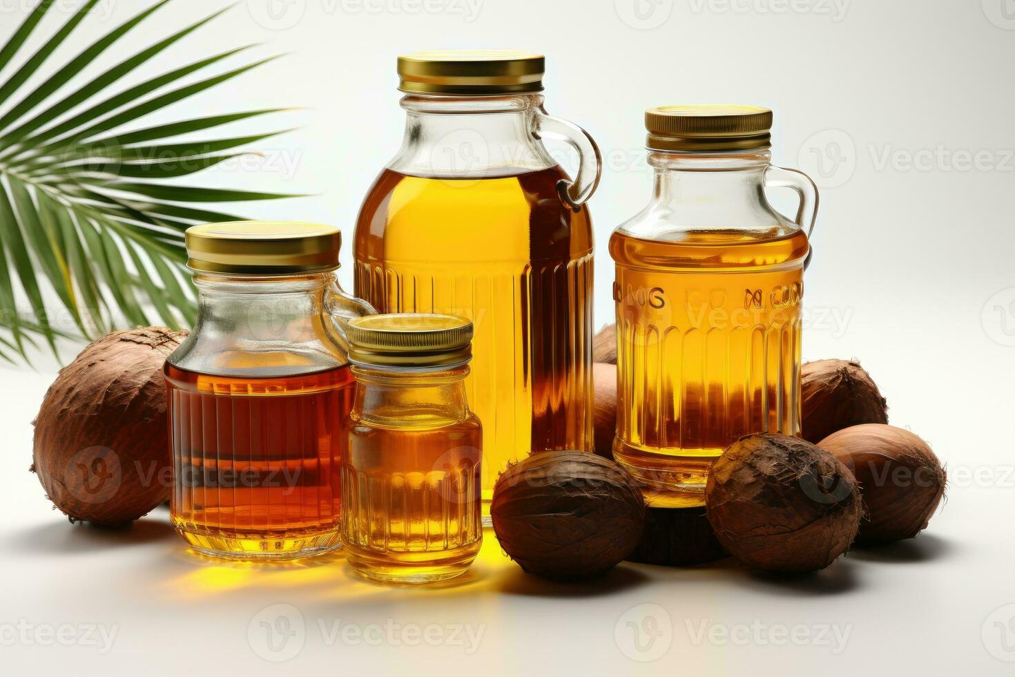 AI generated Palm oil extract with isolated kitchen table professional advertising food photography photo