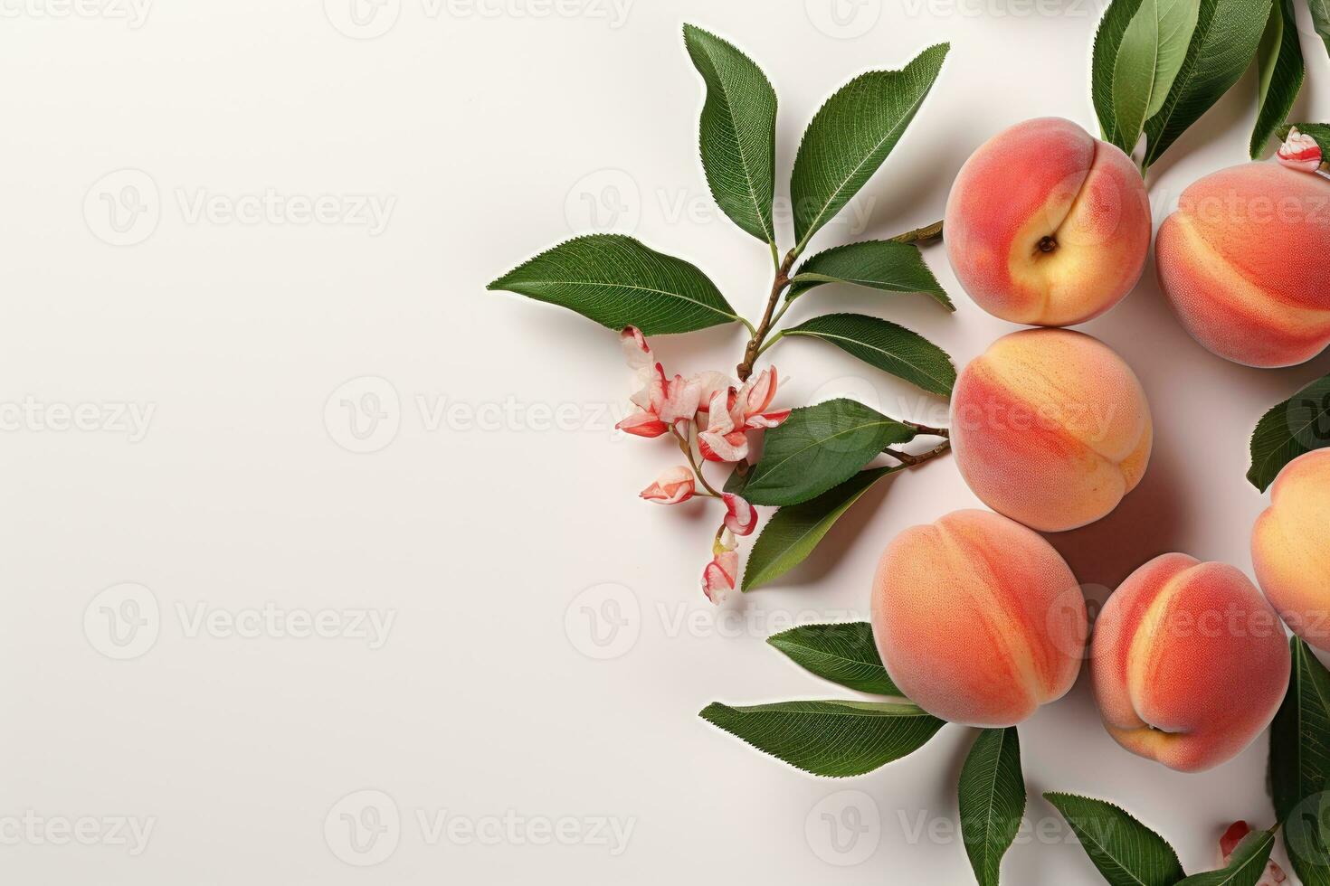 AI generated stock photo of peach fruit in the kitchen table professional advertising food photography