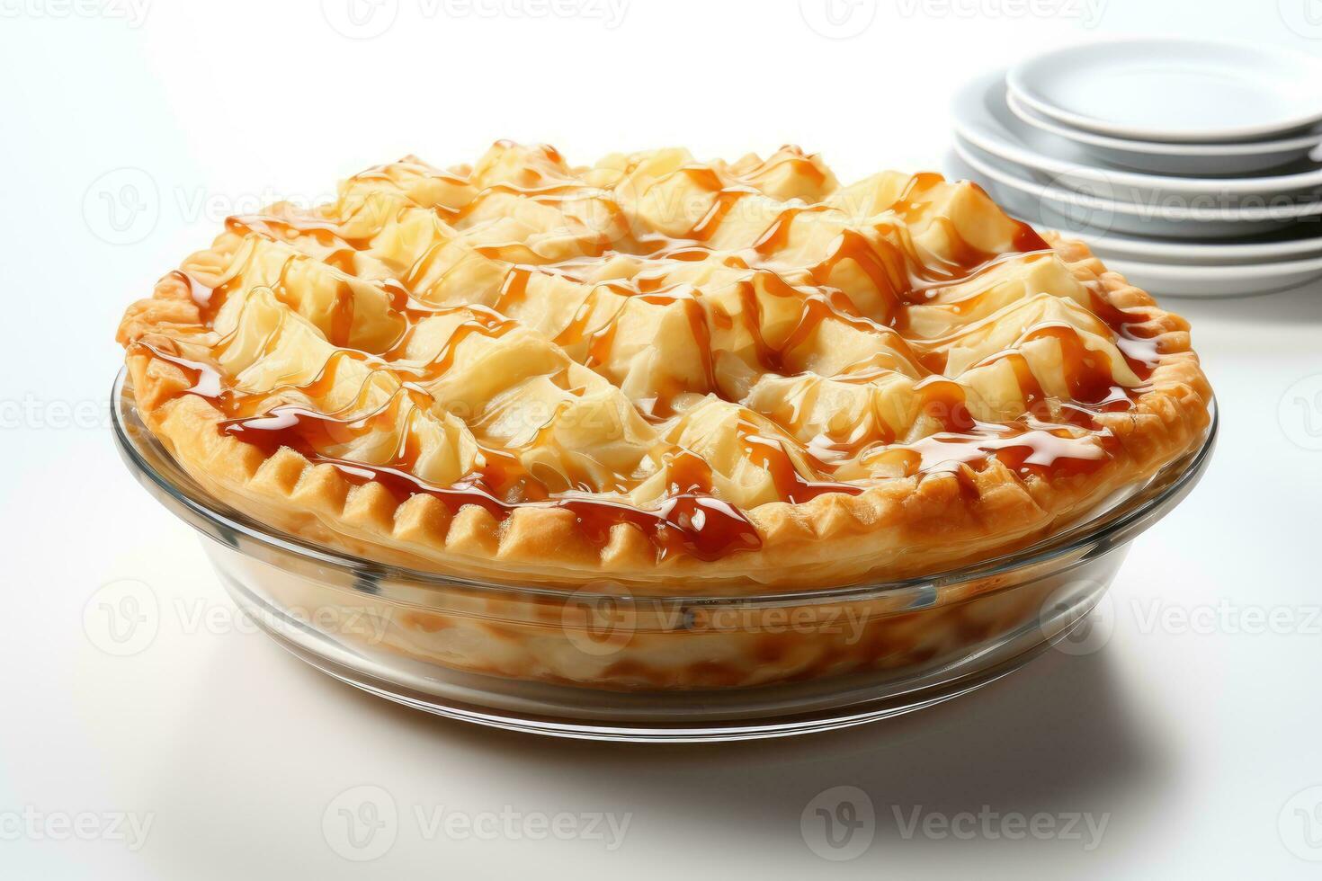 AI generated pie isolated kitchen table professional advertising food photography photo