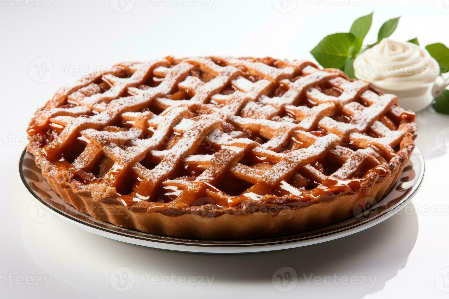 AI generated pie isolated kitchen table professional advertising food photography photo