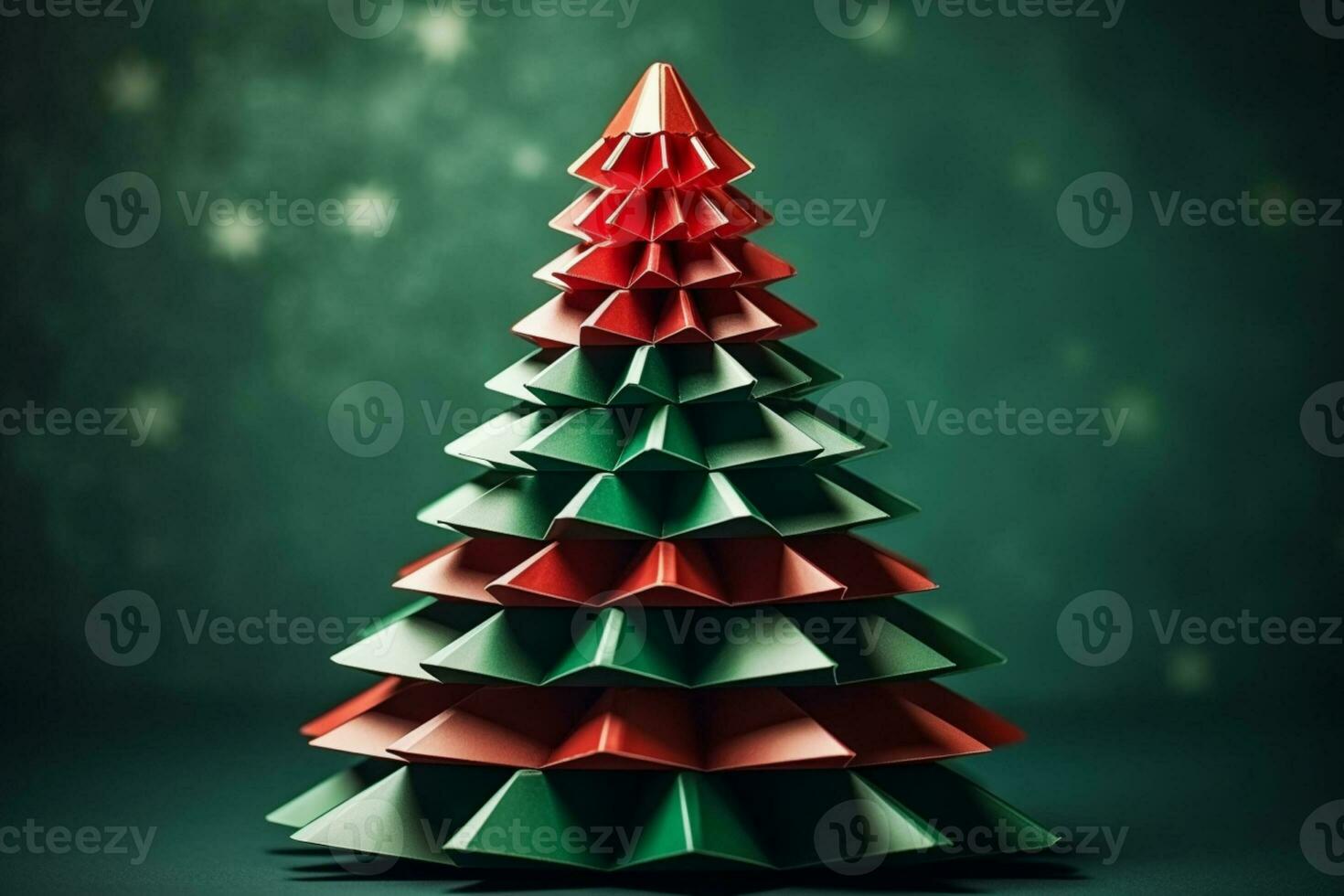 AI generated Christmas tree in paper style on white background photo