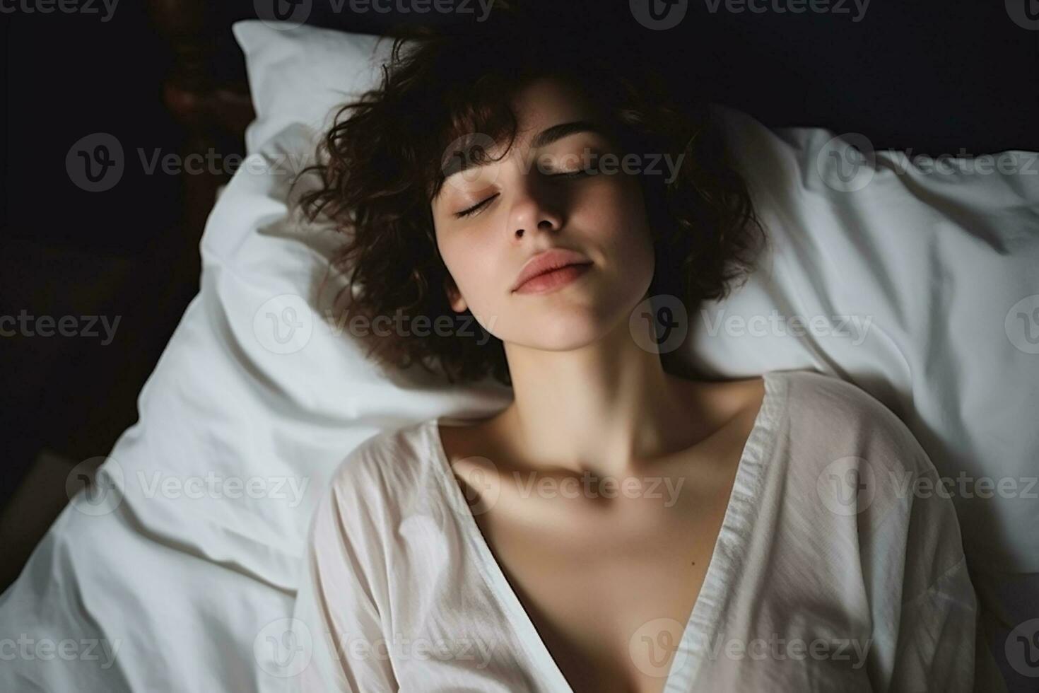 AI generated a women lying on a bed generative ai photo