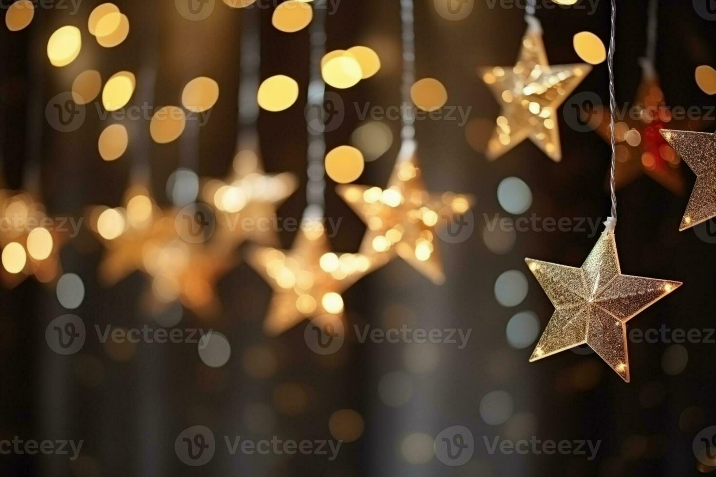 AI generated Selective focus shot of star ornament hanging photo