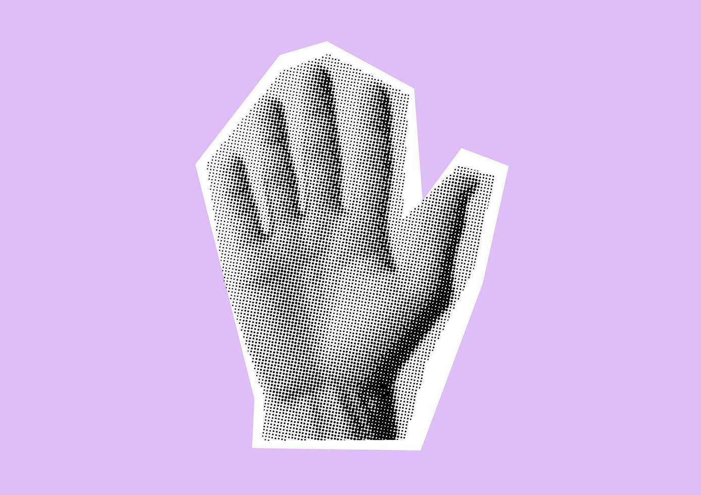 mano, puño, palmera, puntos punk y2k negro y color collage elementos vector