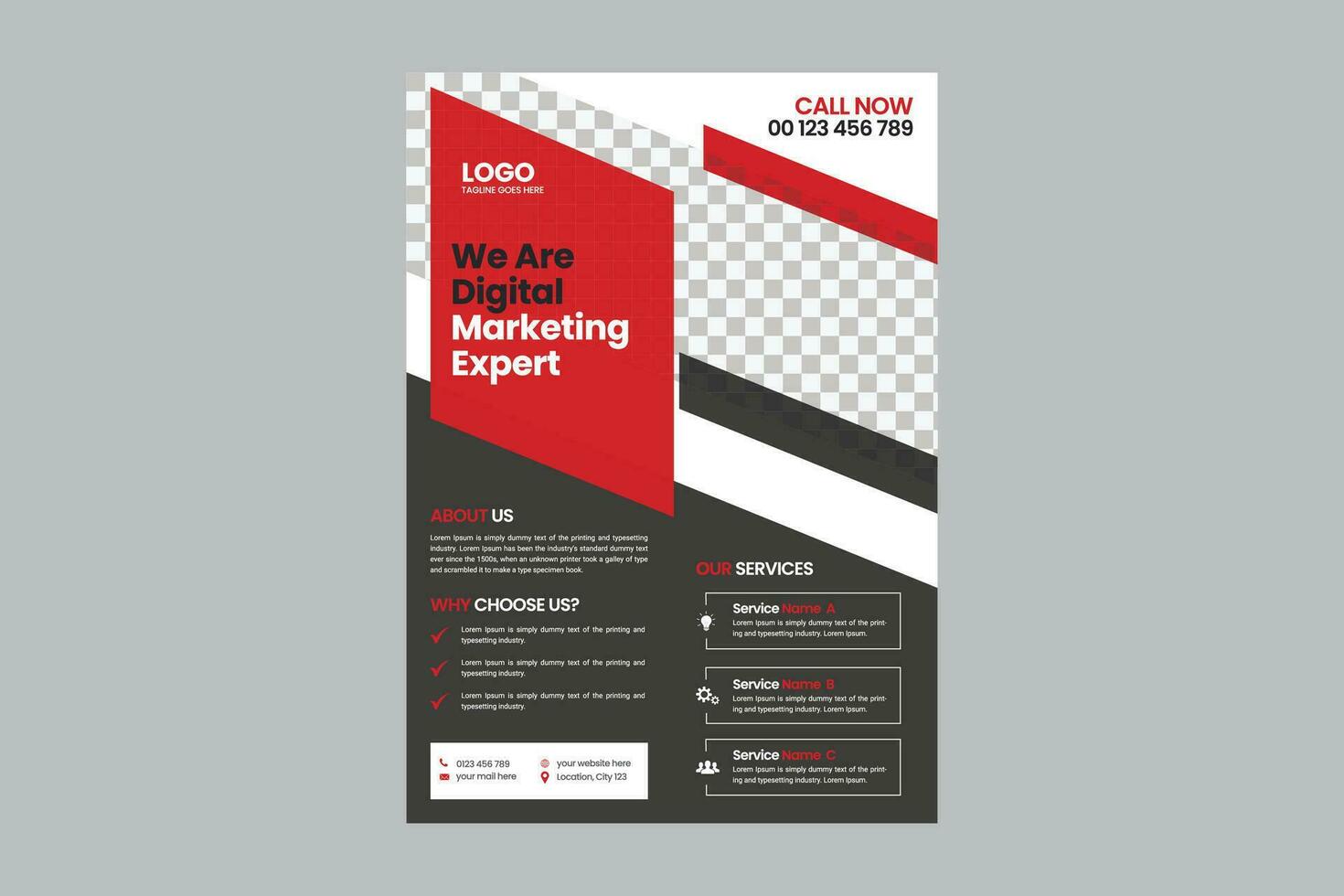 Corporate business flyer, Flyer cover design, Annual report, Corporate presentation, Agency marketing poster, Digital marketing flyer, Business brochure and editable print ready layout template design vector