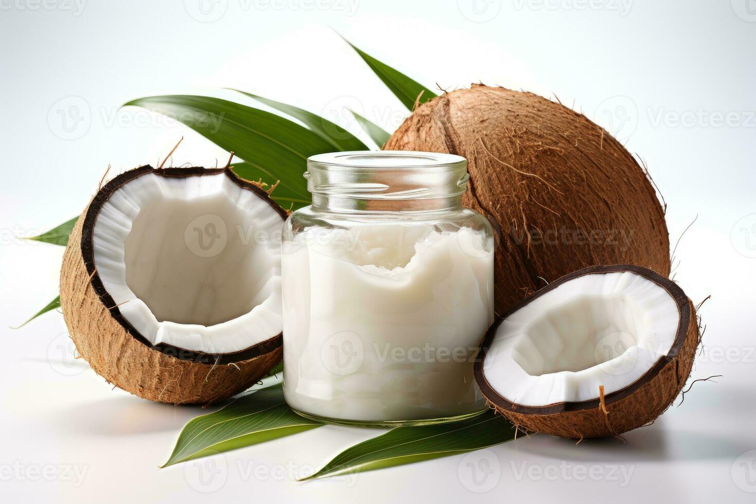 AI generated coconut oil Extract isolated white background professional advertising food photography photo