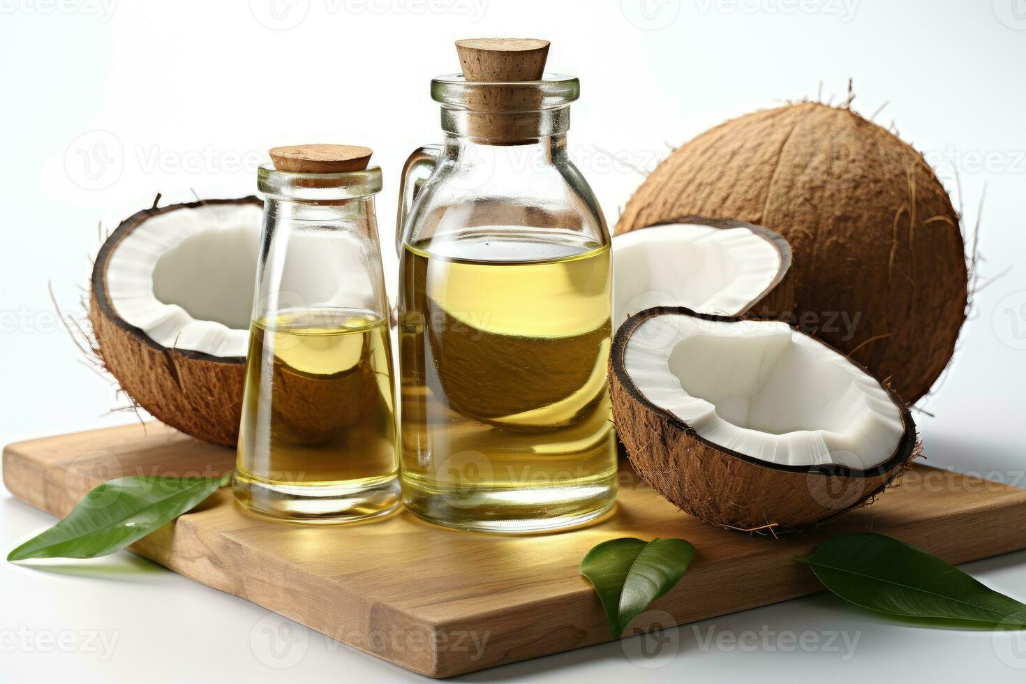 AI generated coconut oil Extract isolated white background professional advertising food photography photo