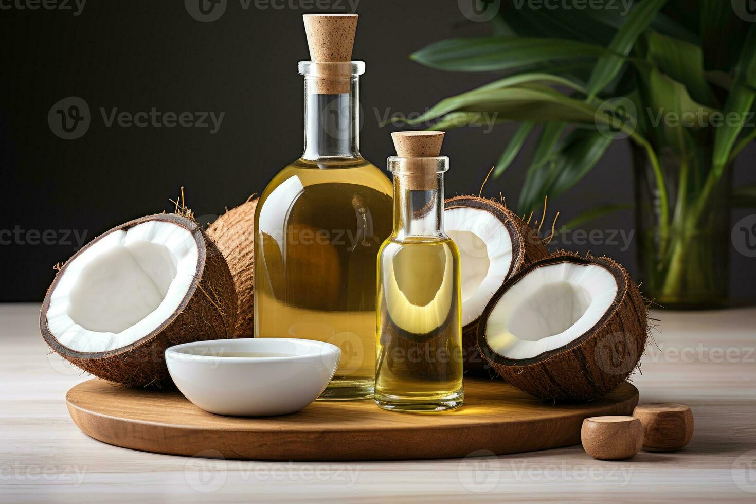 AI generated coconut oil Extract isolated white background professional advertising food photography photo