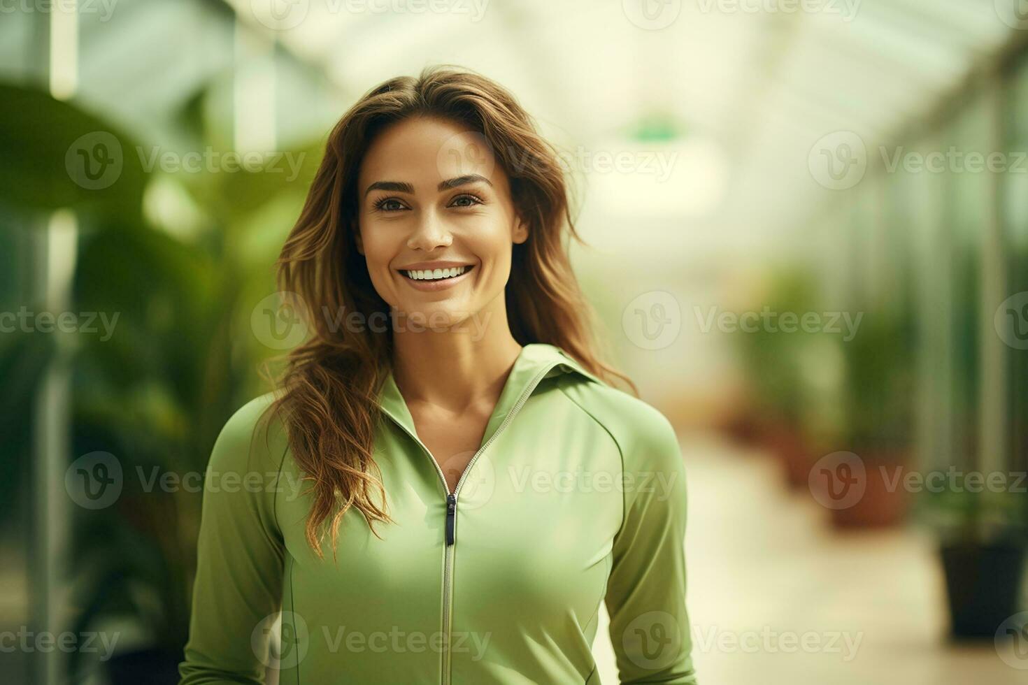 AI generated Portrait of a happy young fitness woman generative AI photo