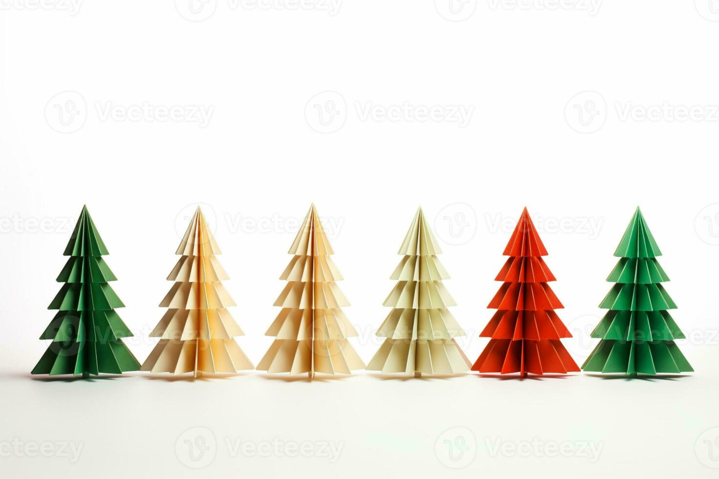 AI generated Christmas tree in paper style on white background photo