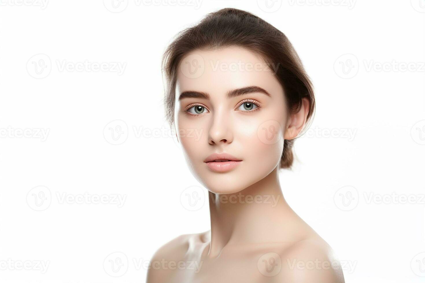 AI generated closeup shot of a beautiful young woman smiling on isolated background generative AI photo