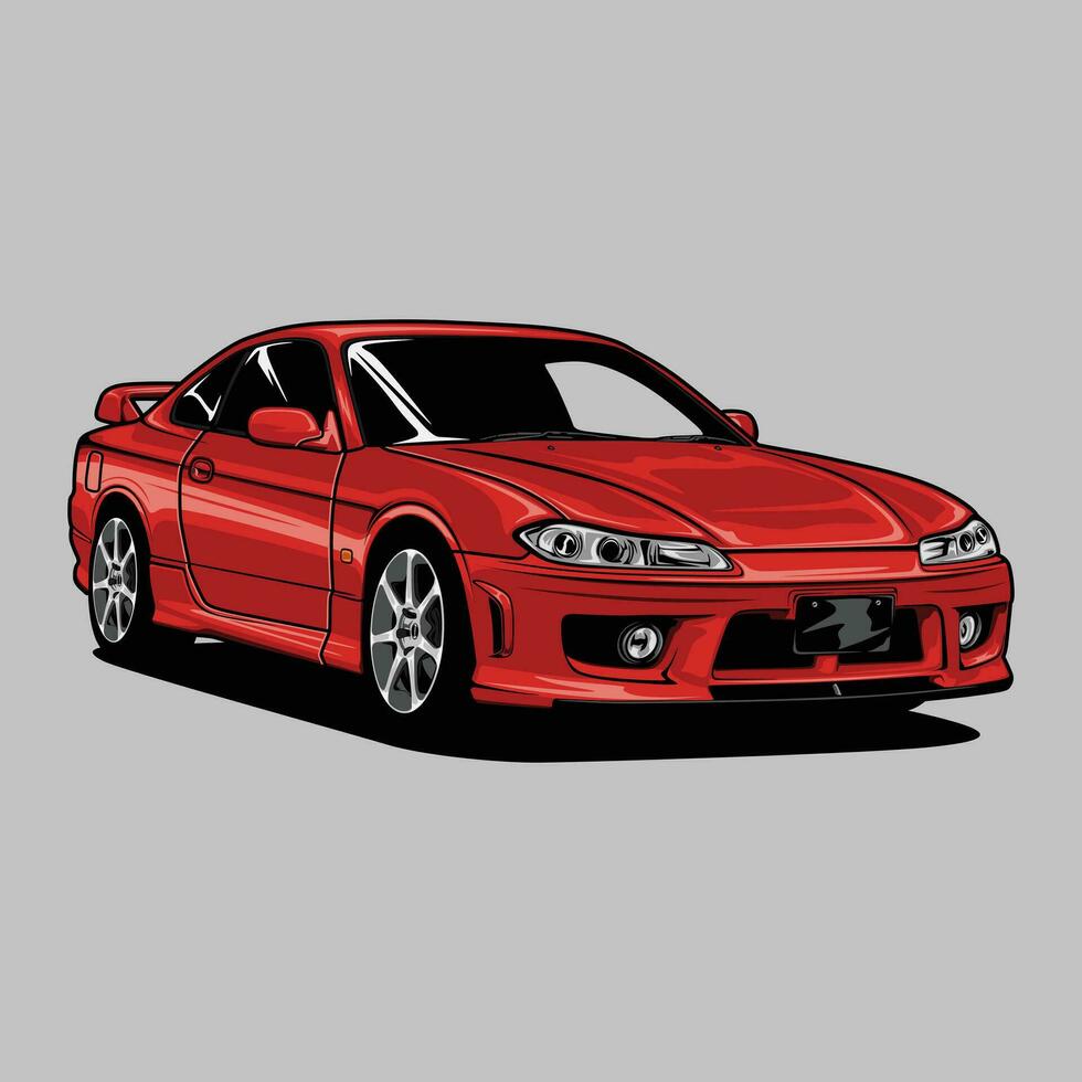 Silvia S15 Perspective view car vector illustration for conceptual design