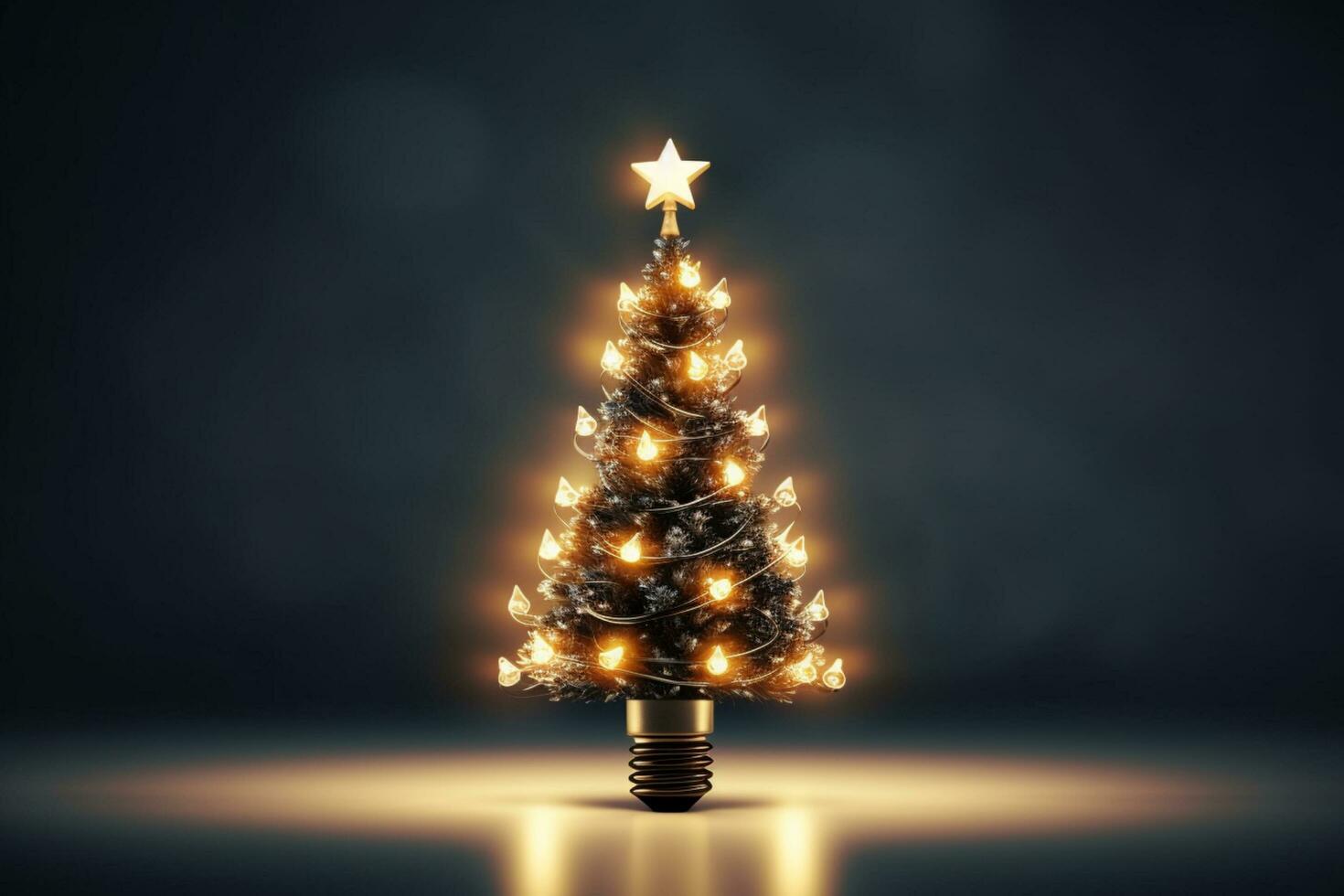 AI generated Christmas tree made of bulb and light technology concept photo