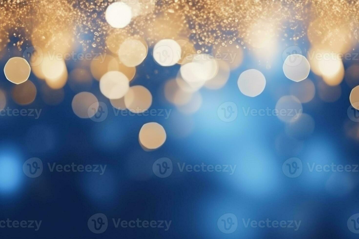AI generated Golden and blue bokeh background photo