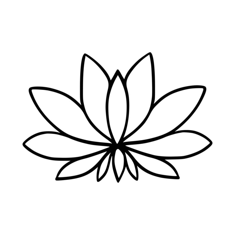 sencillo loto flor línea dibujo contorno aislado en blanco antecedentes. loto florecer símbolo iconos vector ilustración concepto de resumen loto flor