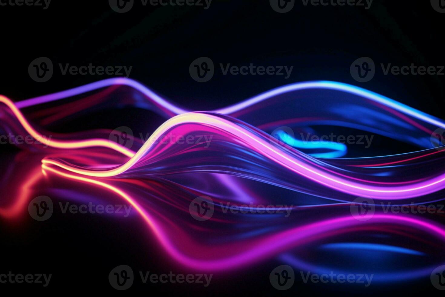 AI generated Vivid 3D render with fantastic curves, blue and pink illumination photo