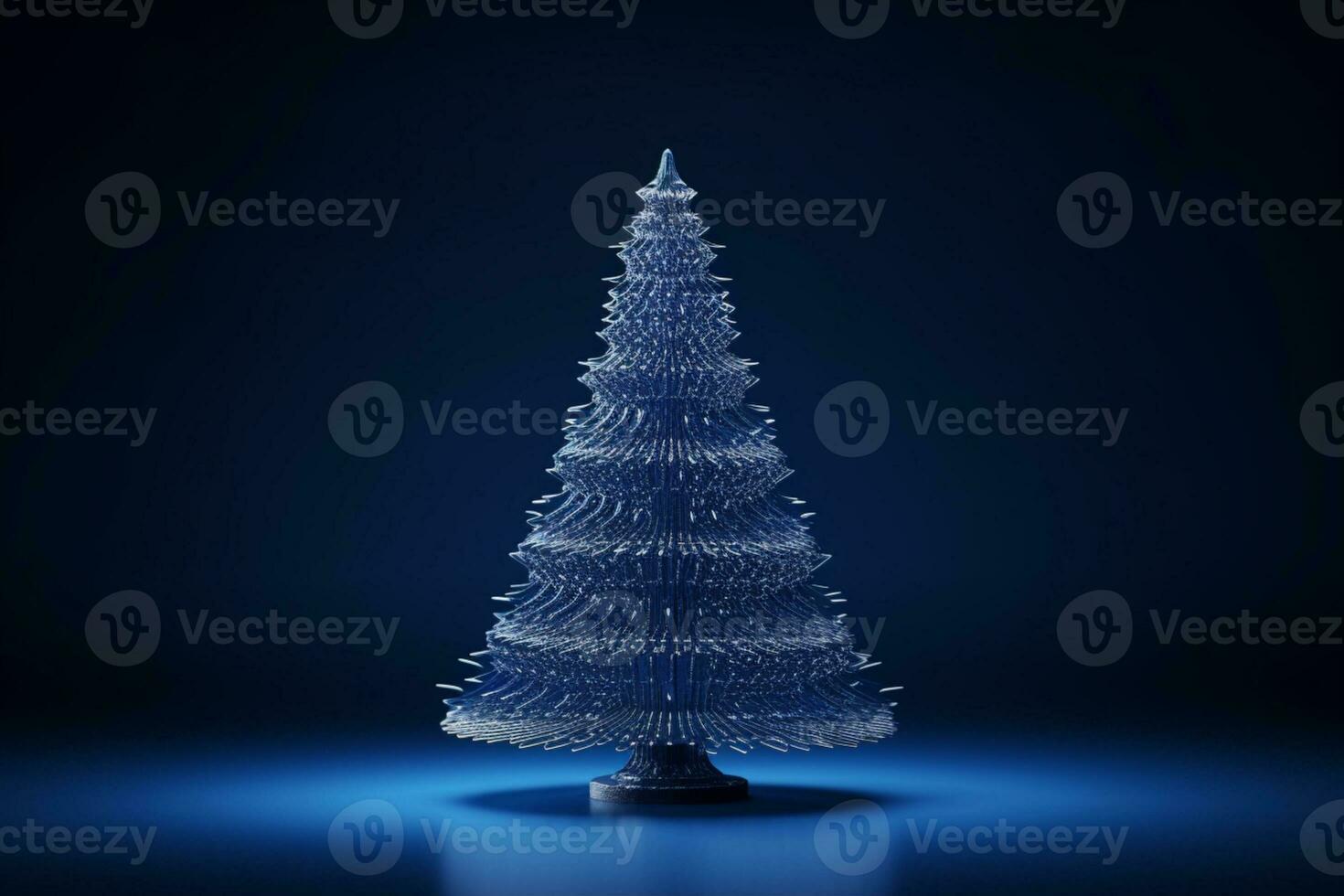 AI generated Abstract Blue shinny Christmas tree with bokeh background technology concept photo