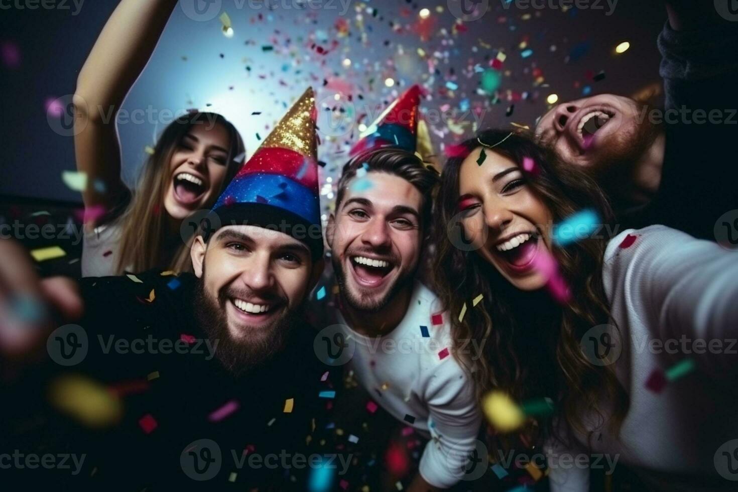 AI generated laughing and celebrating the new years eve photo