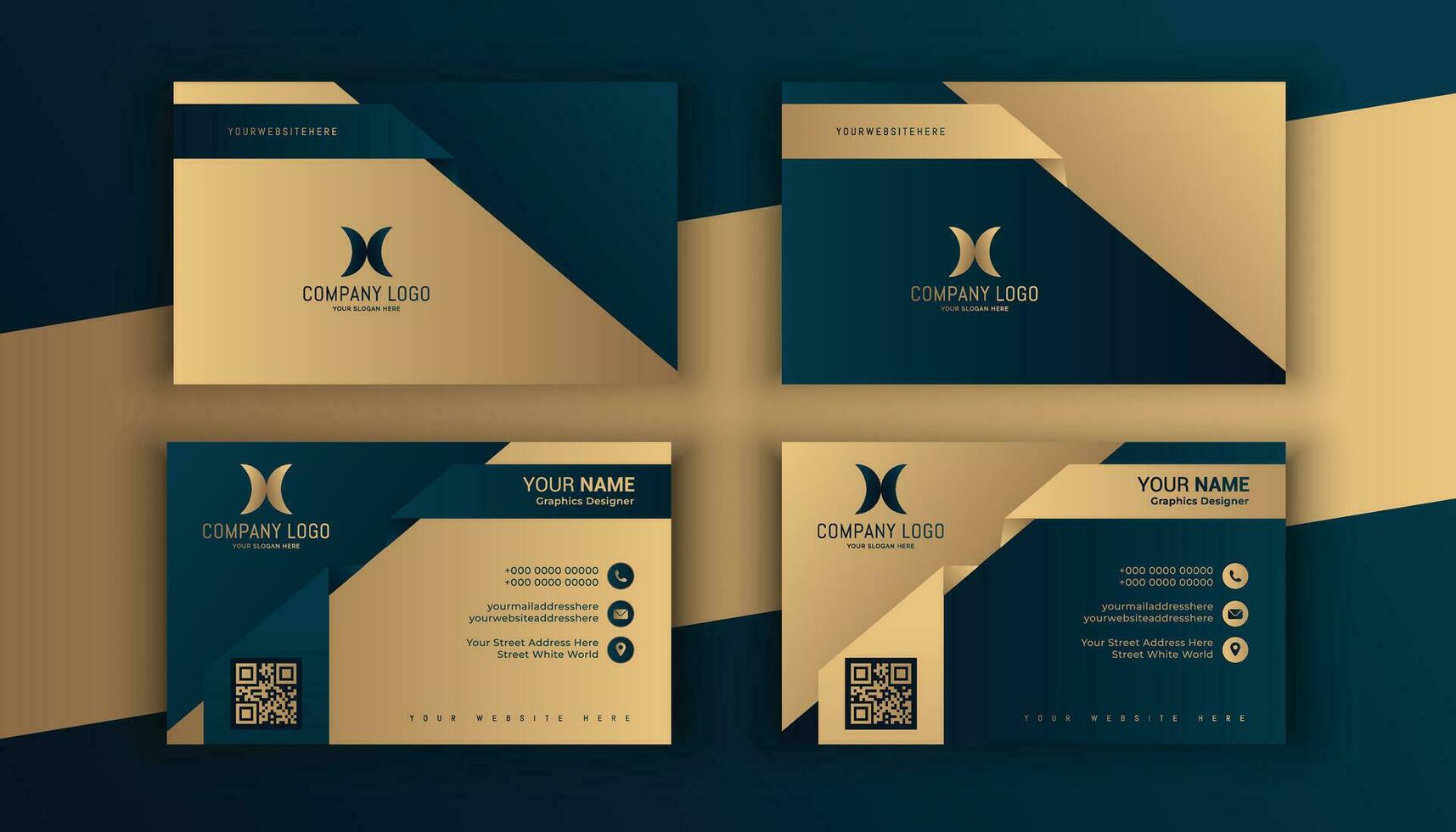 business card template with gold design vector