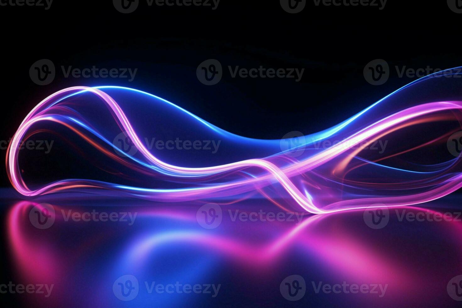 AI generated Abstract wave tech background, vibrant blue and pink light illumination photo