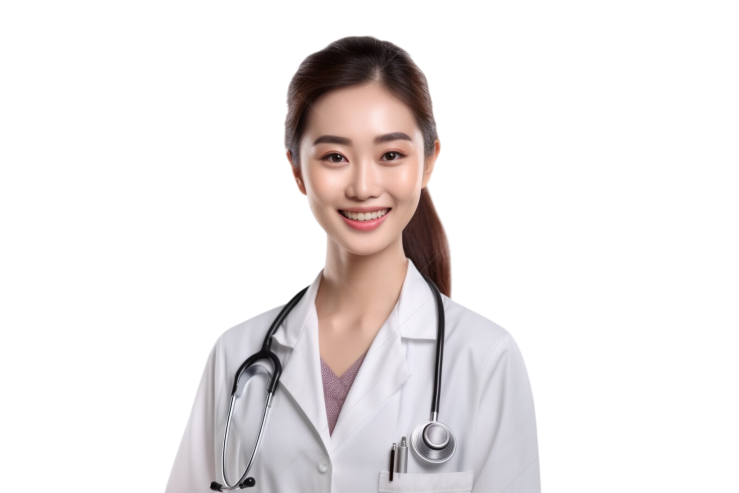 AI generated Doctor asia woman arms crossed with smile, pride on transparent background. png