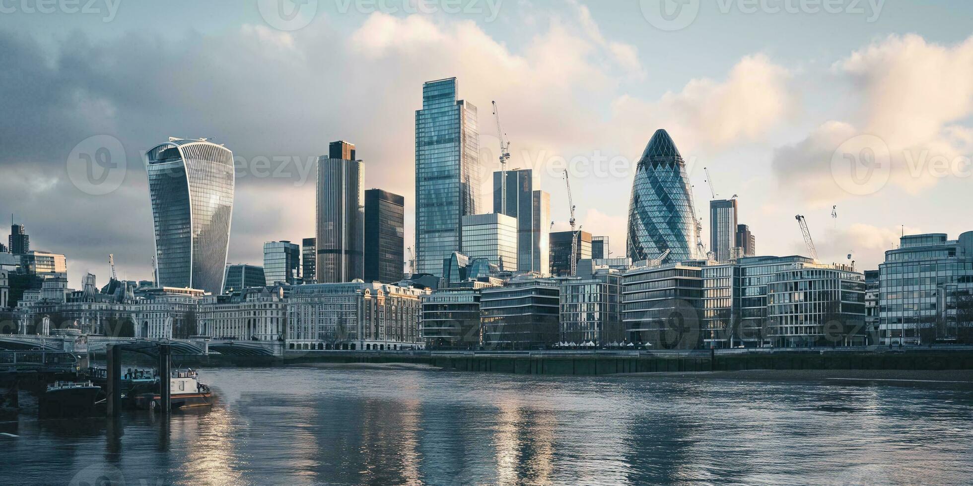 ai generado ciudad horizonte durante puesta de sol. el horizonte es puntuado por un rango de edificios con diverso arquitectónico estilos foto