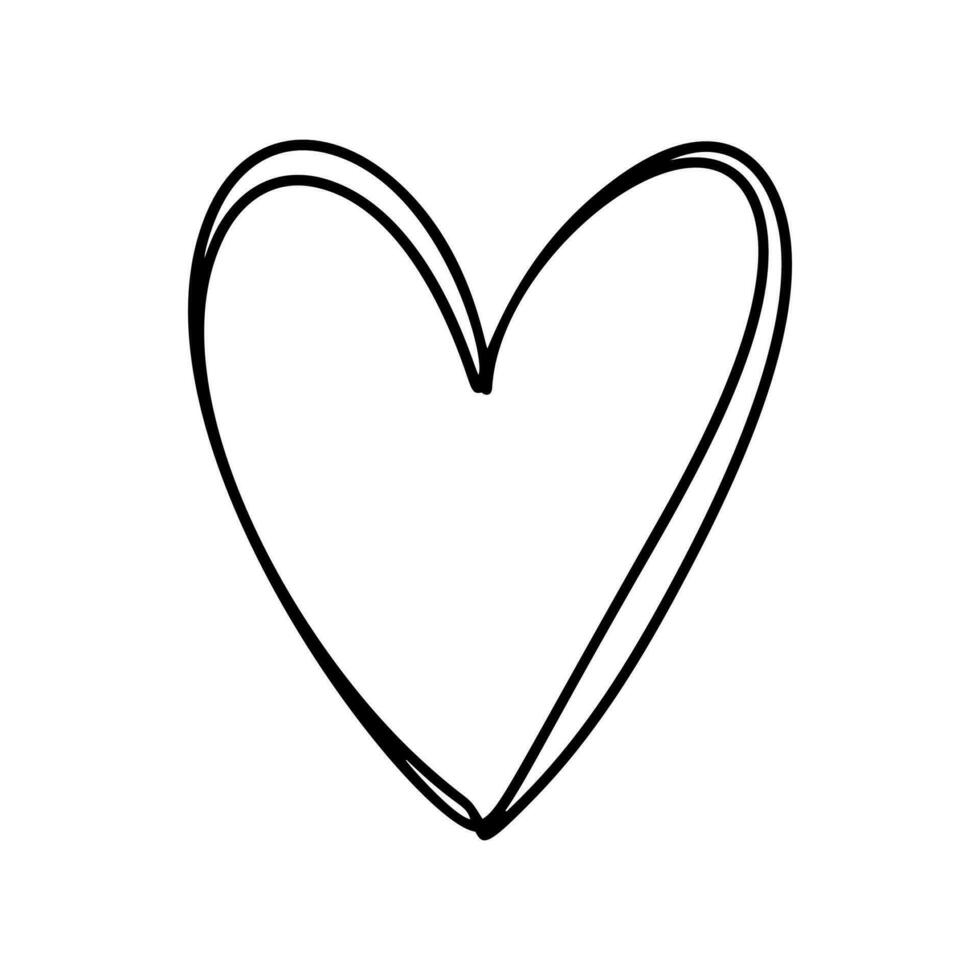 Love heart vector line illustration. Black outline. Element for Valentine Day banner, poster, greeting card