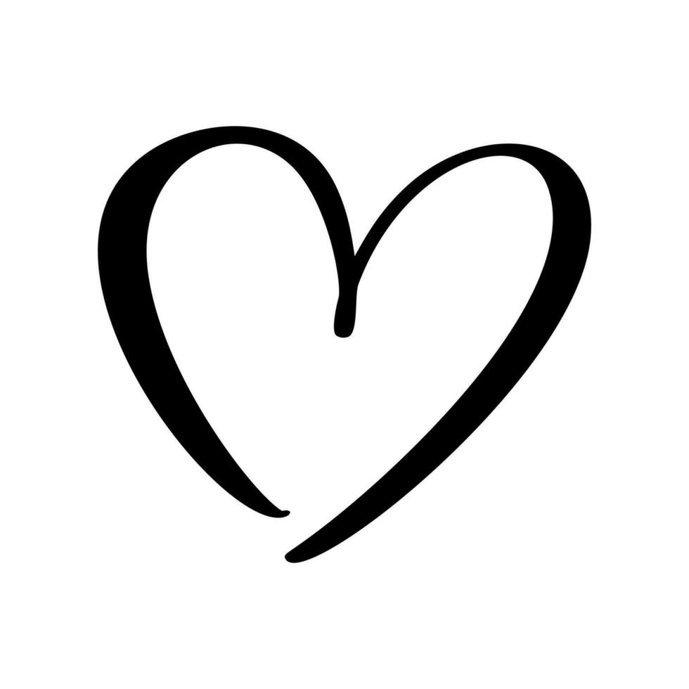 amor vector negro corazón forma marco con cepillo pintura icono. garabatear mano dibujado enamorado día logo. decoración para saludo tarjeta, boda, taza, foto superposiciones, camiseta imprimir, póster diseño