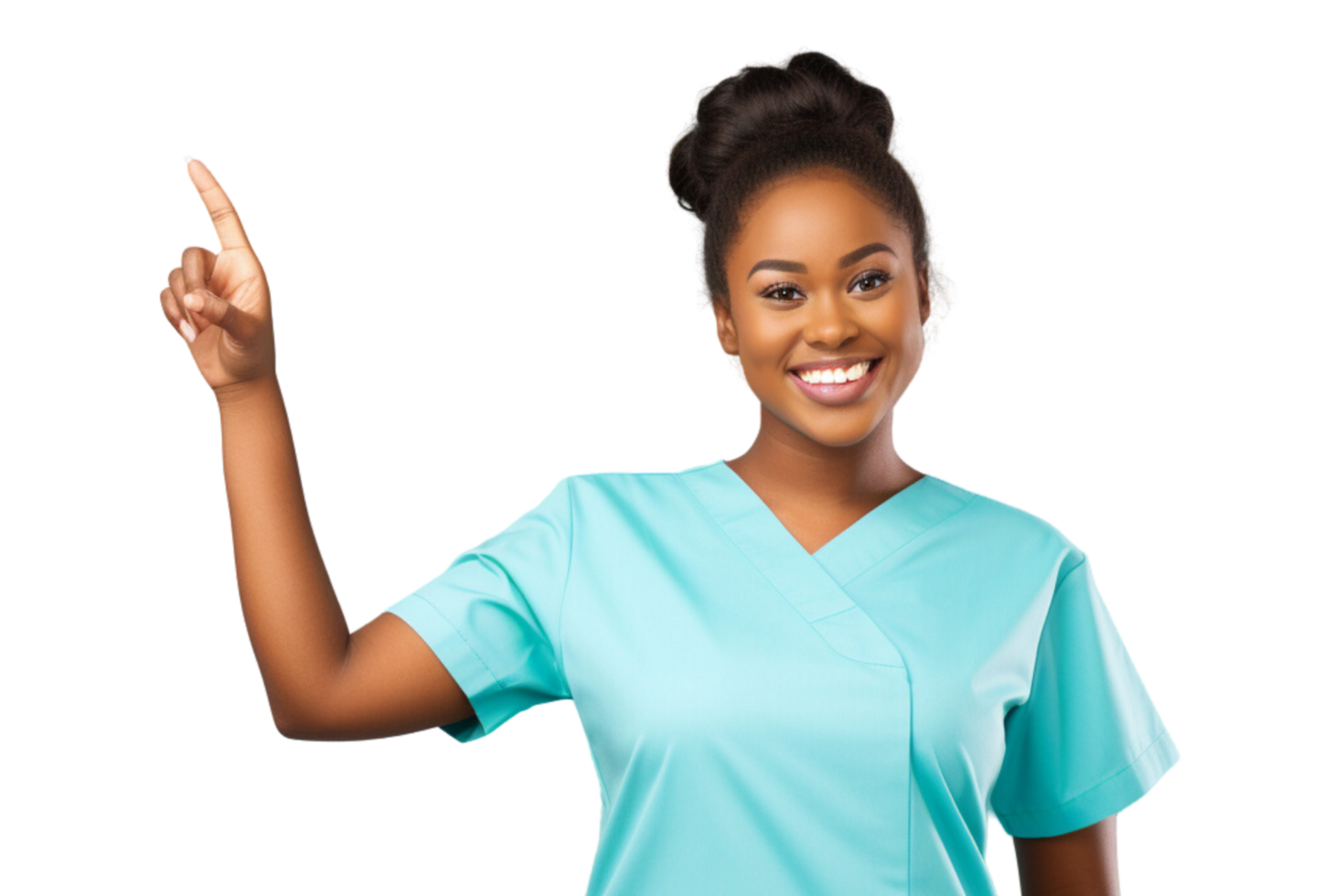 AI generated Asia young nurse man isolated smiling and pointing on transparent background. png