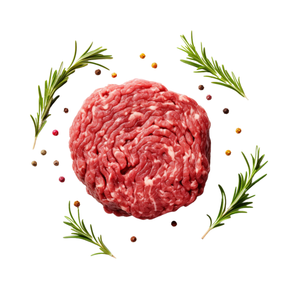 AI generated Minced meat steack butcher on a transparent background