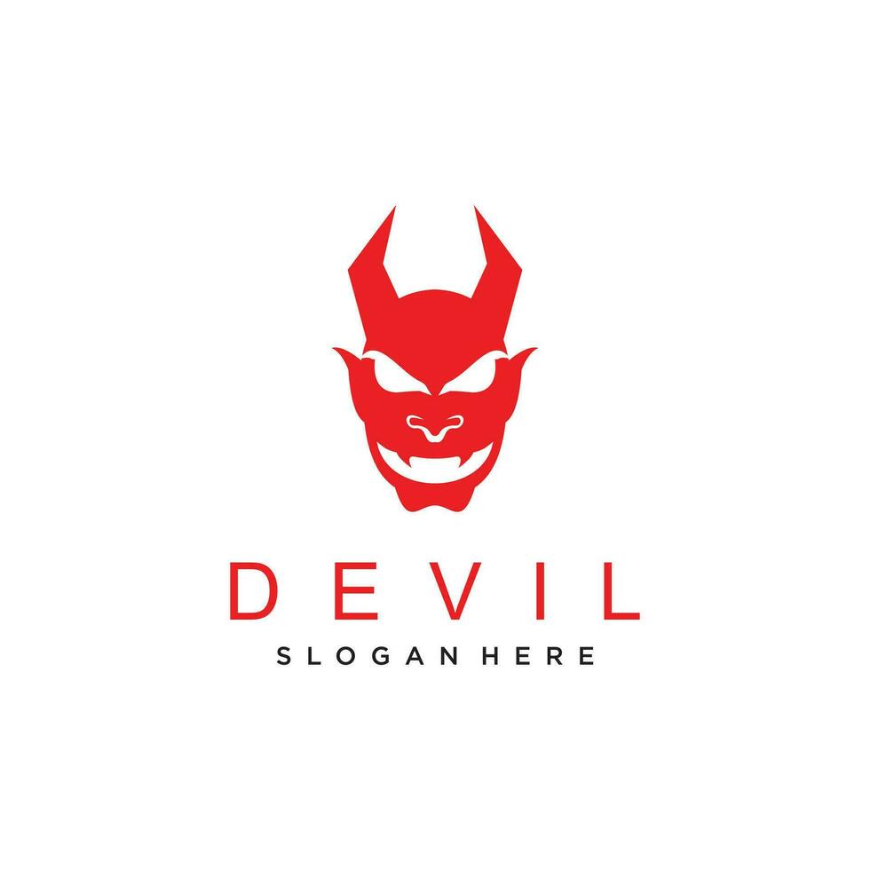 Vector red devil logo design with simple concept