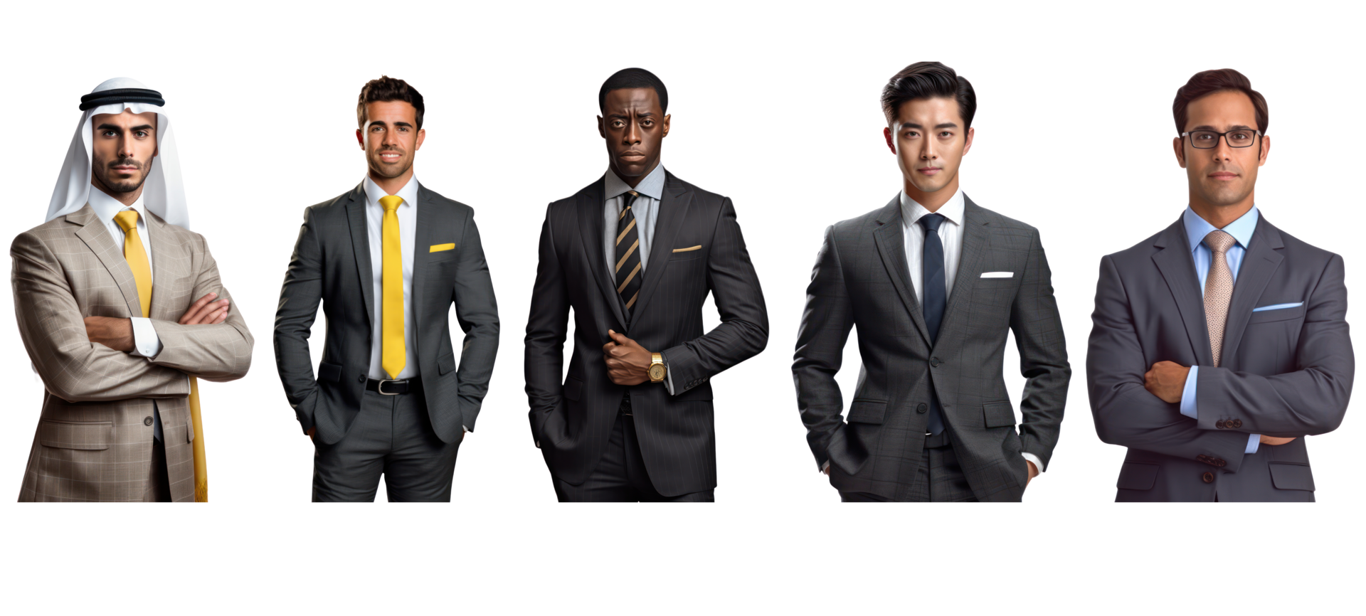 AI generated Collection set of business man on white transparent background. png
