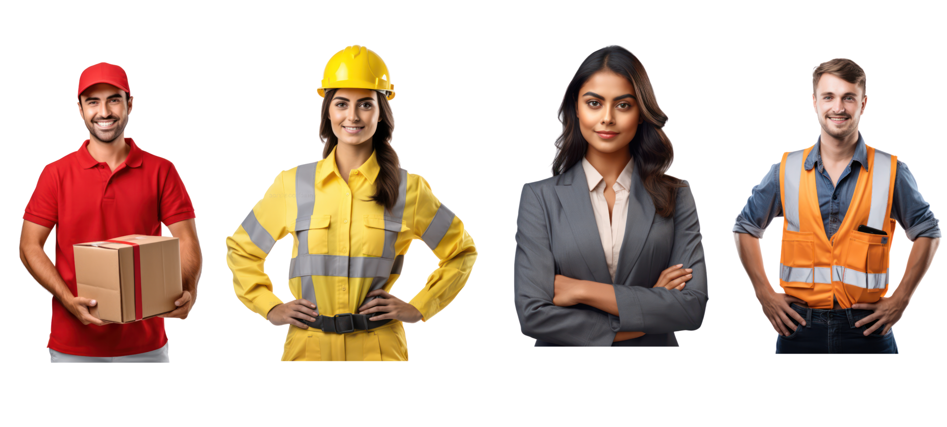 AI generated Set of collection of engineer, business and Delivery on transparent background. png