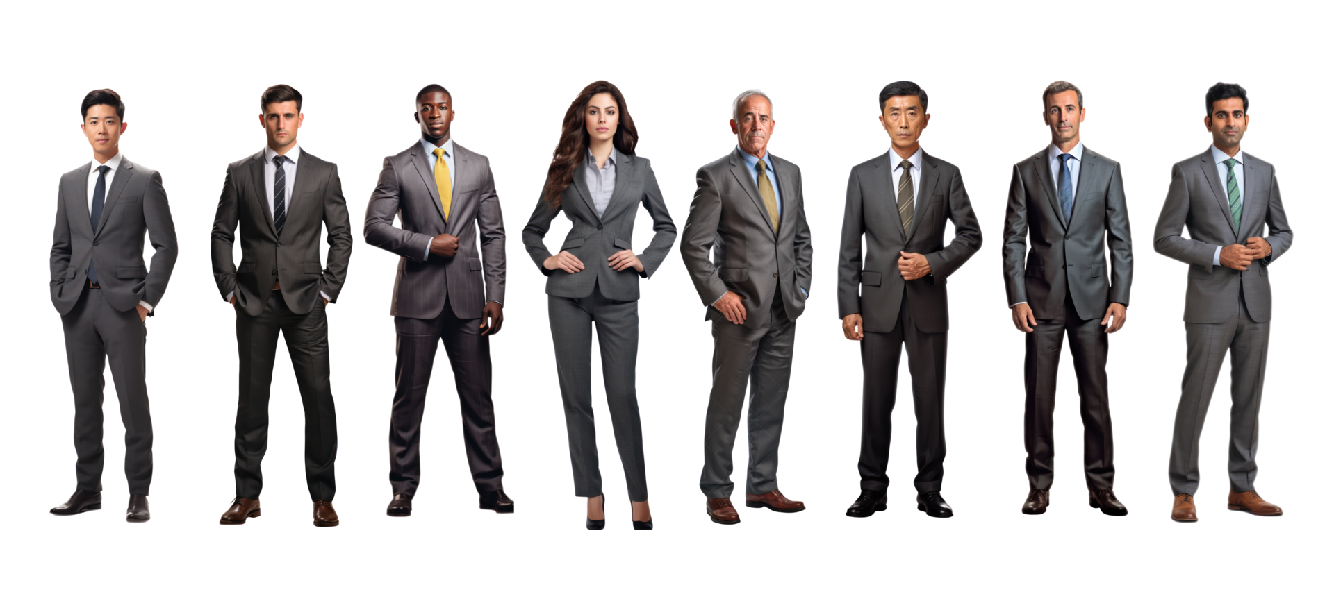 AI generated Collection set of business team on white transparent background. png