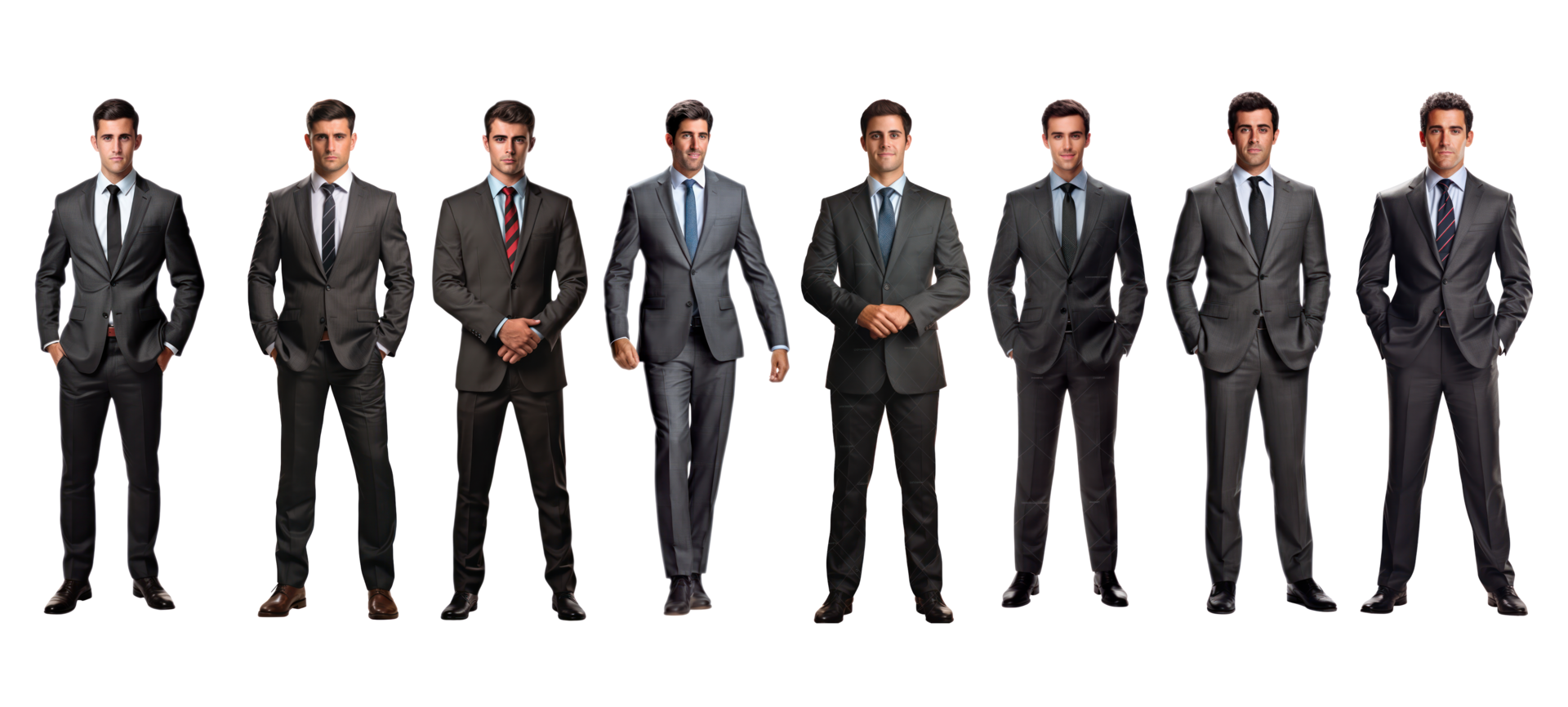 AI generated Collection set of businessman on white transparent background. png