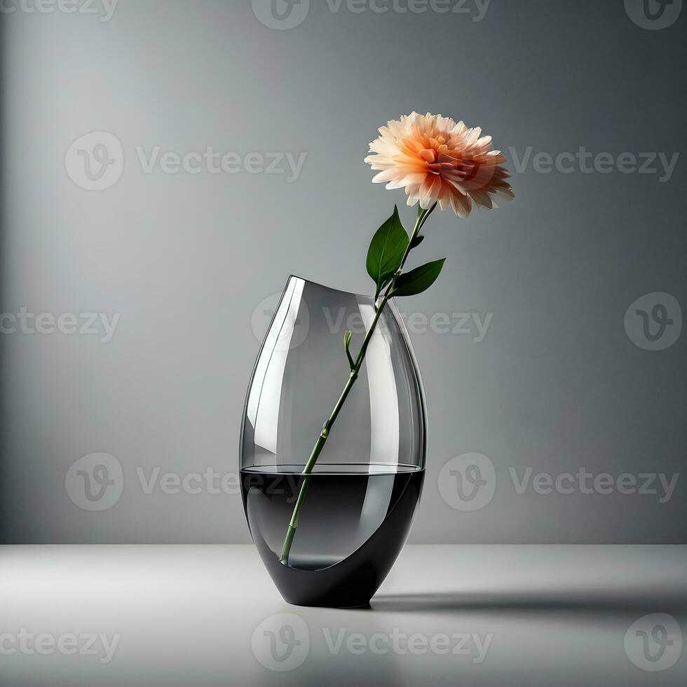 AI generated Vase Glass Modern white Vase Flower Minimalistic interior decor. ai generative photo