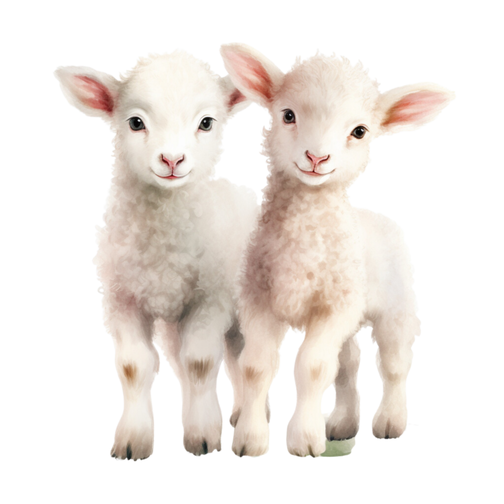 AI generated WHITE LAMBS, spring on a transparent background. png