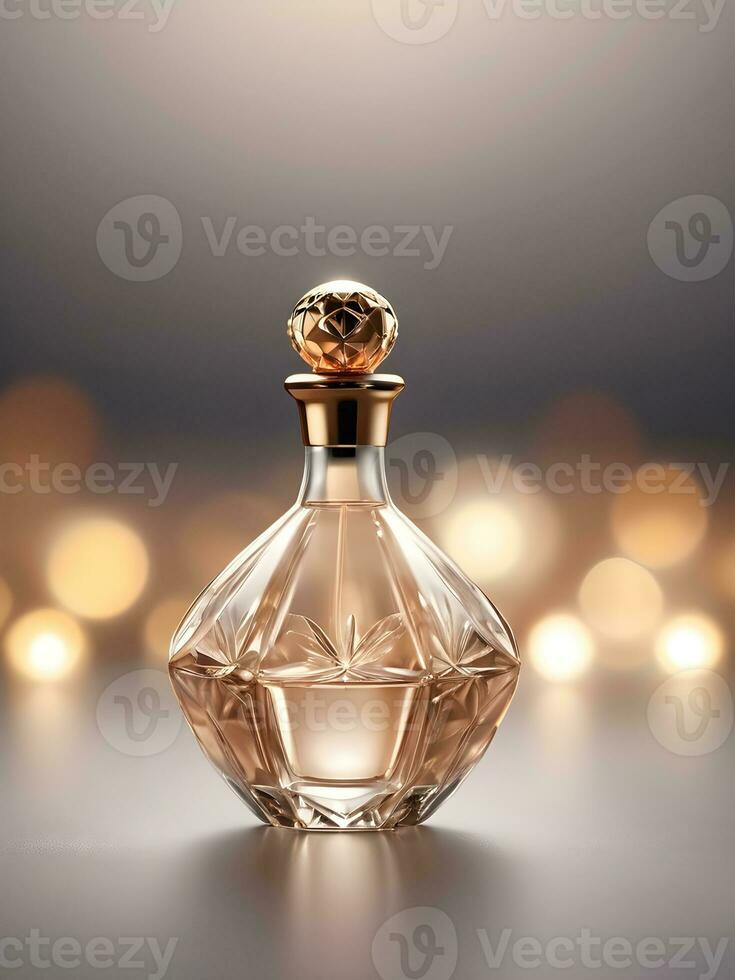 AI generated a bottle of perfume sitting on top of a table, carrying a bottle of perfume, render 3d style. ai generative photo